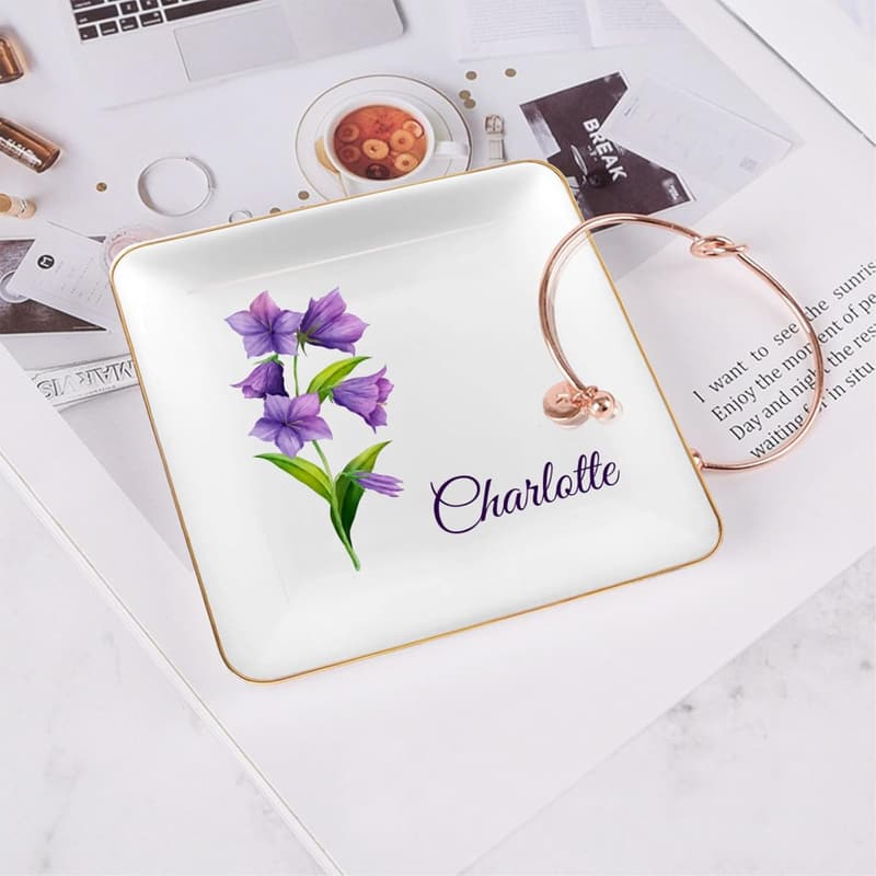 Personalized Birth Month Jewelry Dish for Women’s Birthdays