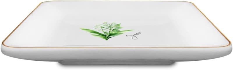 Personalized Lily of the Valley Ring Dish - Custom Ceramic Trinket Holder