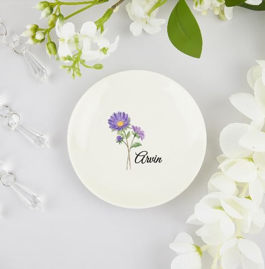 Personalized Birth Month Flower Jewelry Dish for Friends