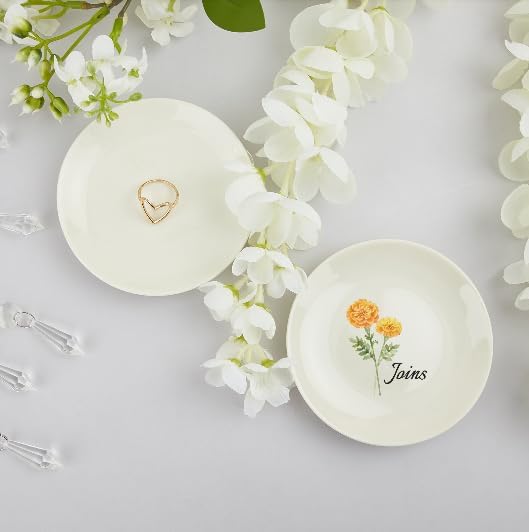 Personalized Birth Month Flower Jewelry Dish for Friends