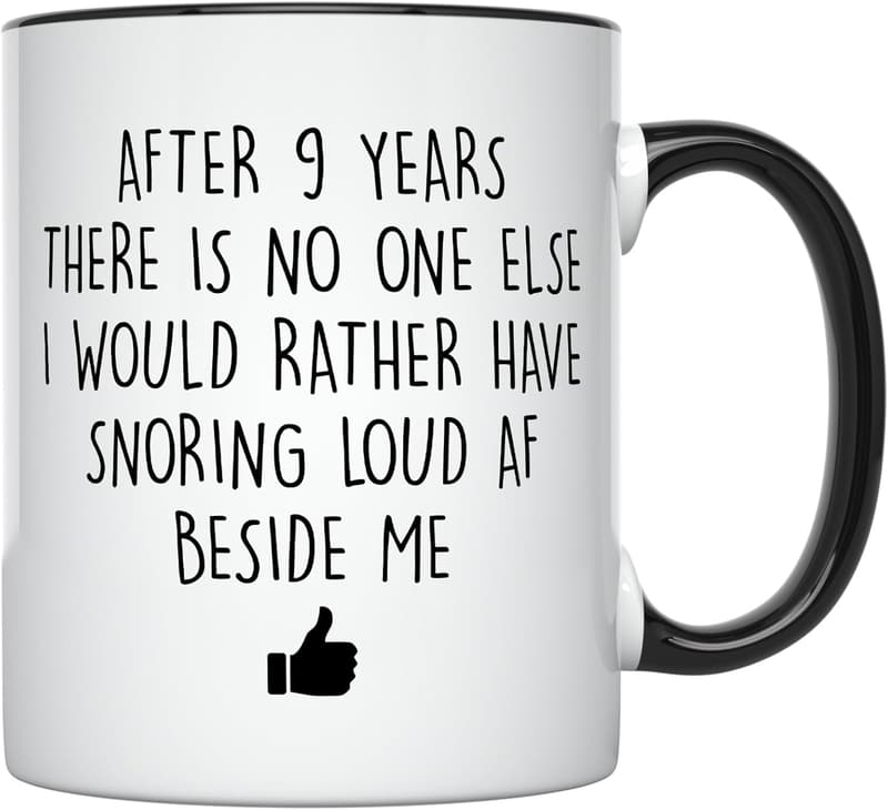 9th Anniversary Funny Coffee Mug for Couples, 11 oz