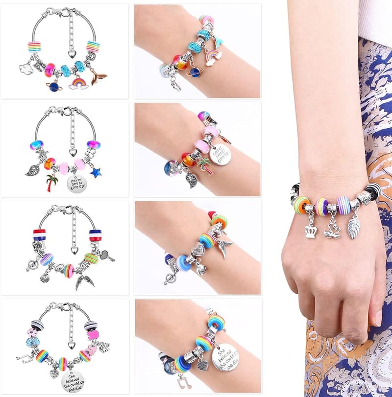 DIY Charm Bracelet Making Kit - 85PCS with Beads & Charms