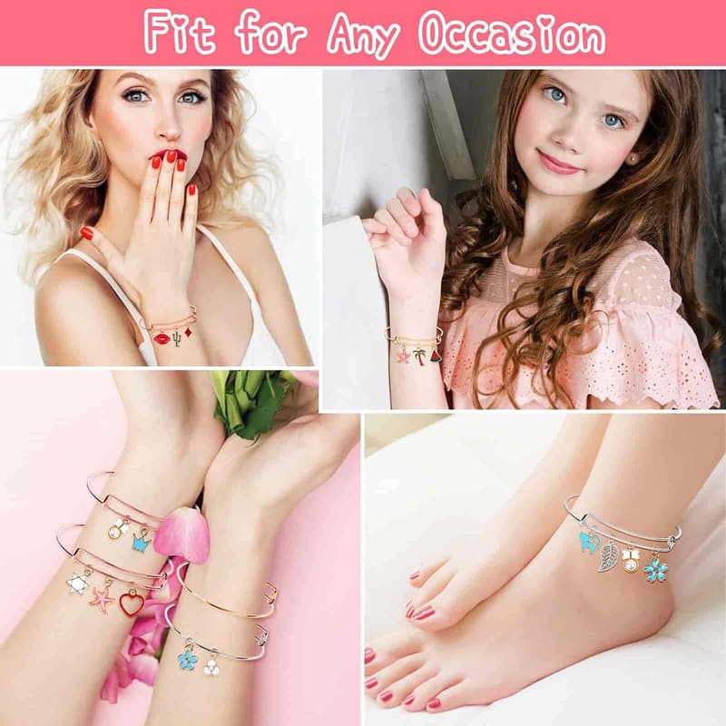 Charm Bangle Bracelet Making Kit with 300 Pieces & Tools