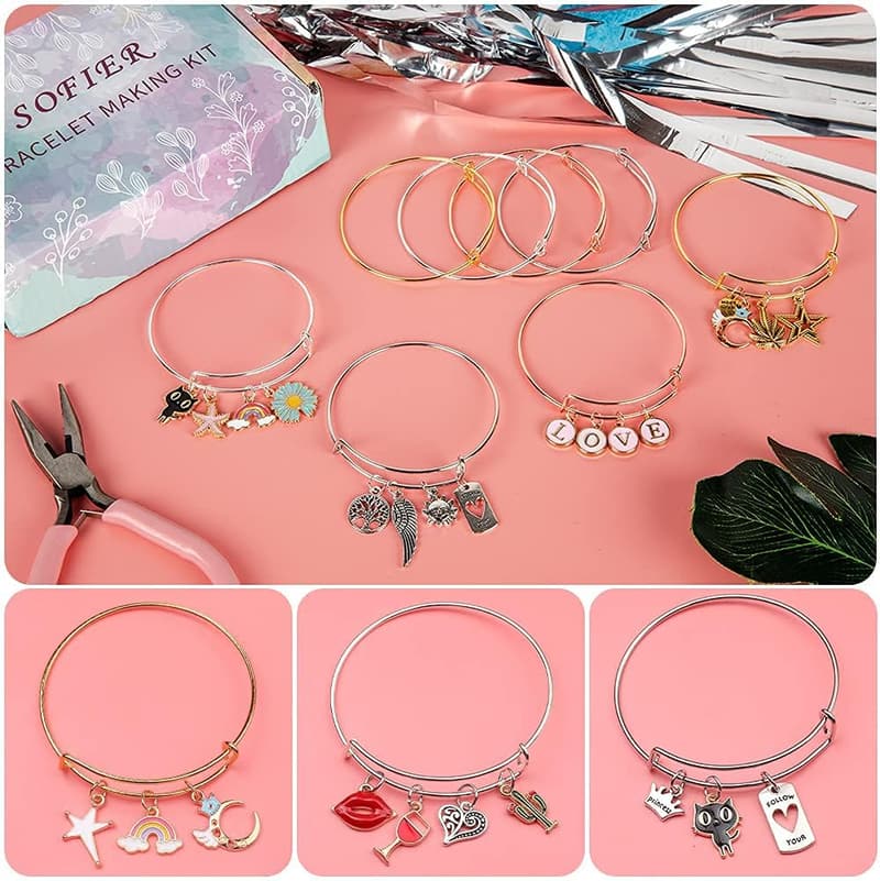 DIY Bangle Bracelet Making Kit with 542pcs for Teens & Adults