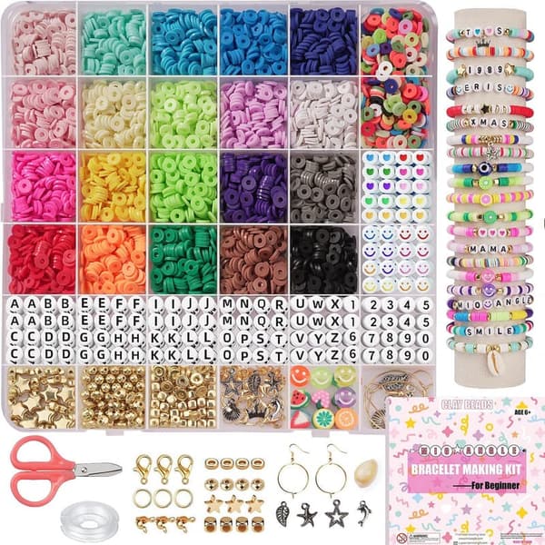 Beginner Polymer Bracelet Making Kit with 5000 Charms for Ages 6-13