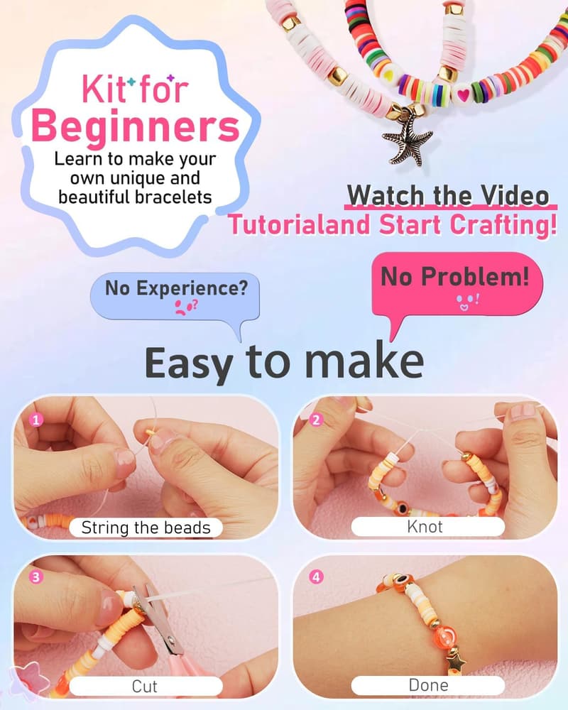 Beginner Polymer Bracelet Making Kit with 5000 Charms for Ages 6-13