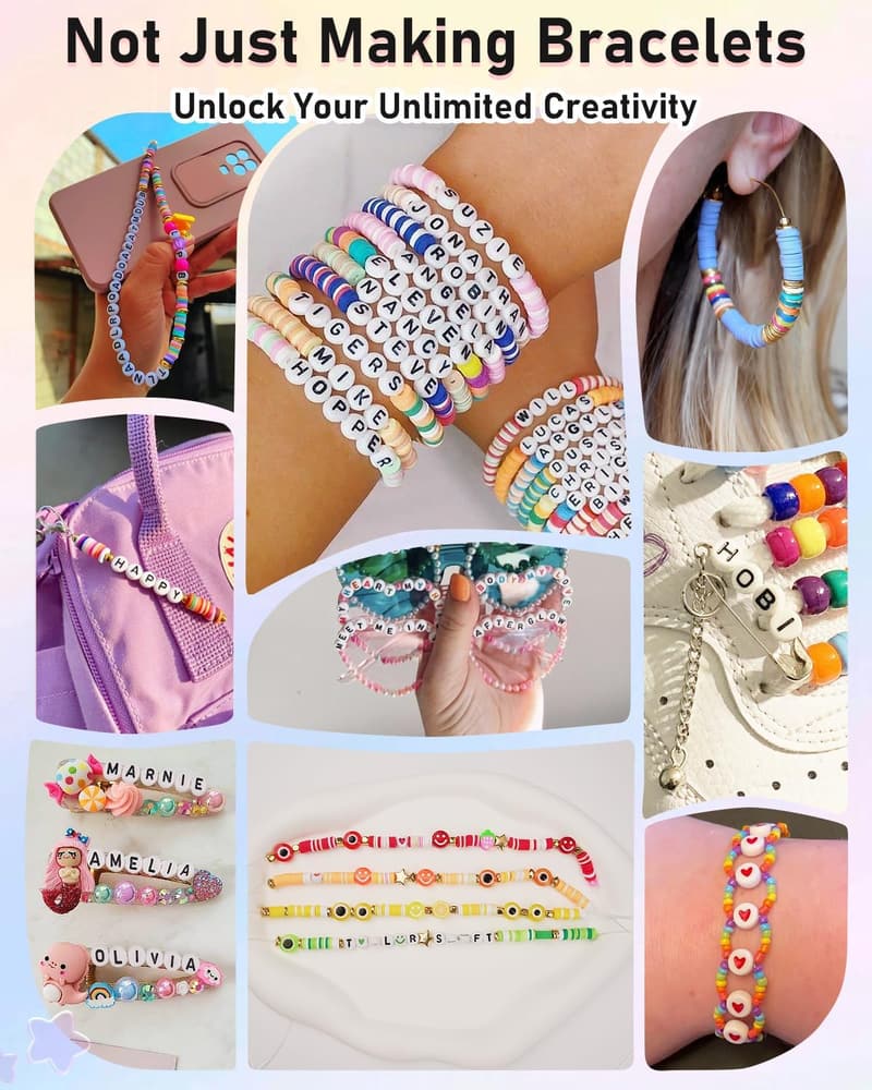 Beginner Polymer Bracelet Making Kit with 5000 Charms for Ages 6-13