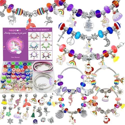 Unicorn Charm Bracelet Kit for Girls Ages 6-12 - Birthday Gift