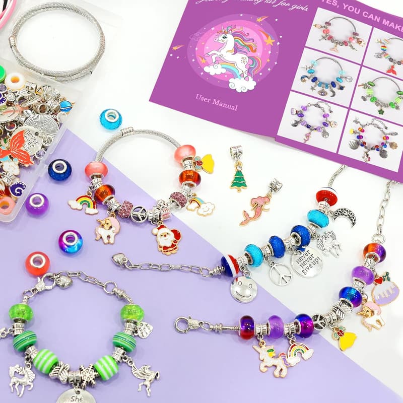 Unicorn Charm Bracelet Kit for Girls Ages 6-12 - Birthday Gift