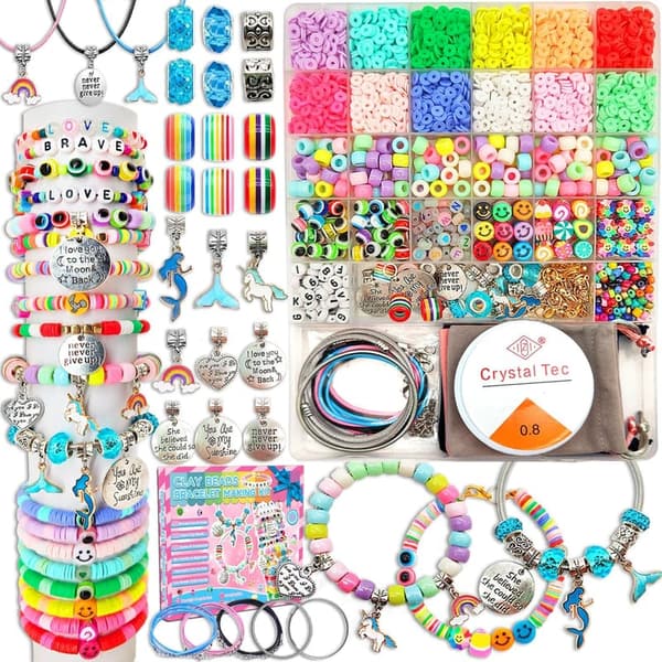 Girls' Bracelet Making Kit - 3400pcs Unicorn/Mermaid Charms