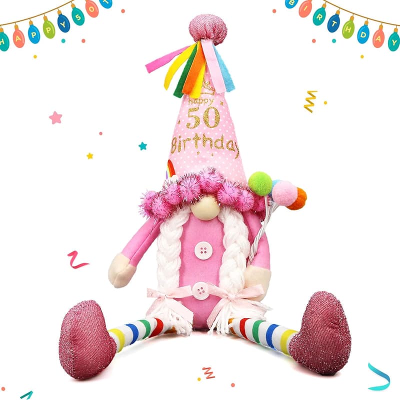 Funny Gnome Birthday Gift for Women – 50th Birthday Decor