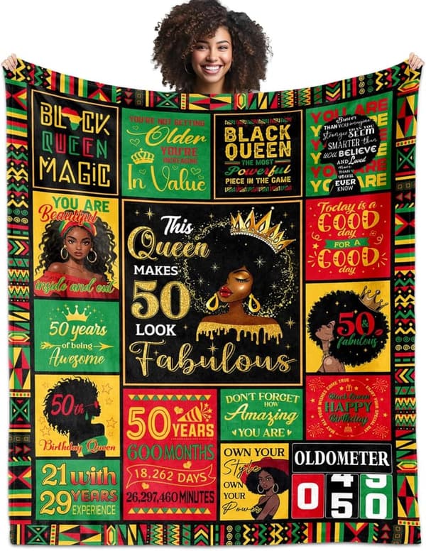 50th Birthday Inspirational Blanket for Black Women