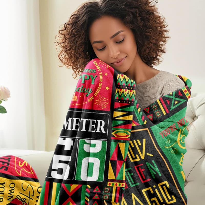 50th Birthday Inspirational Blanket for Black Women