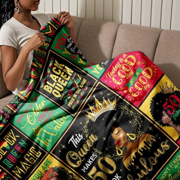50th Birthday Inspirational Blanket for Black Women