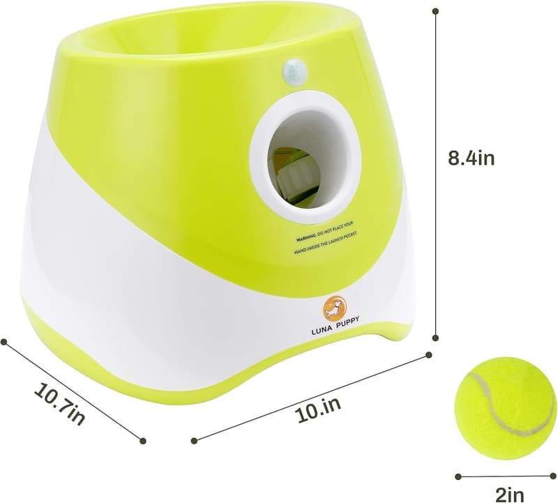 Interactive Dog Ball Launcher with 6 Mini Tennis Balls - Green