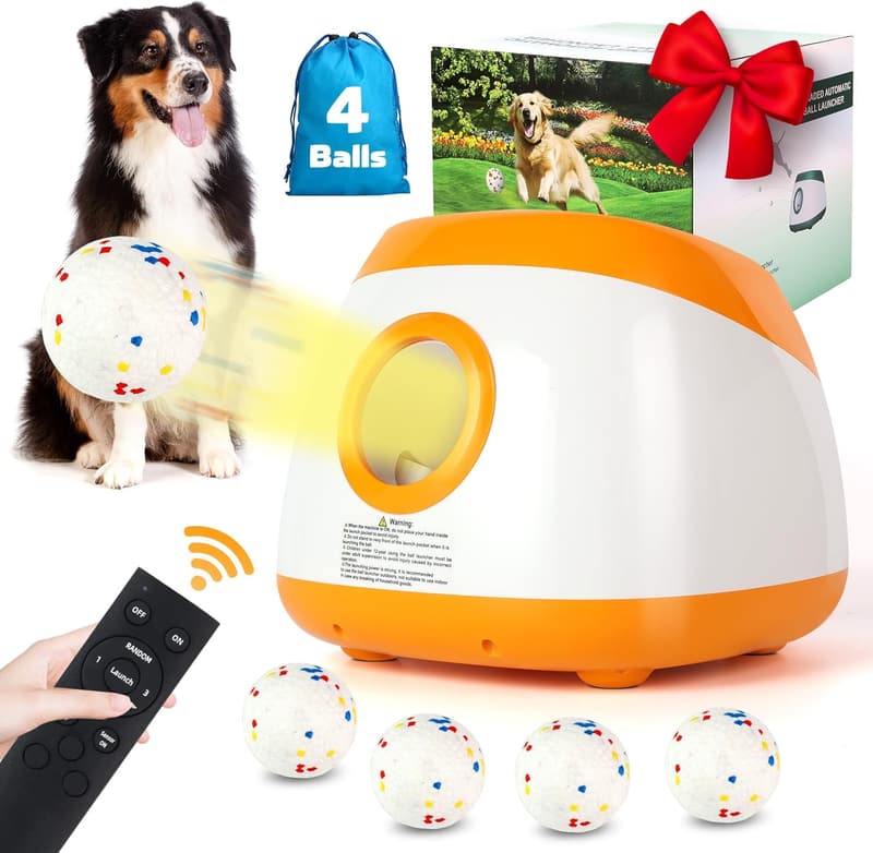 Automatic Dog Ball Launcher with Remote Control & Adjustable Distance