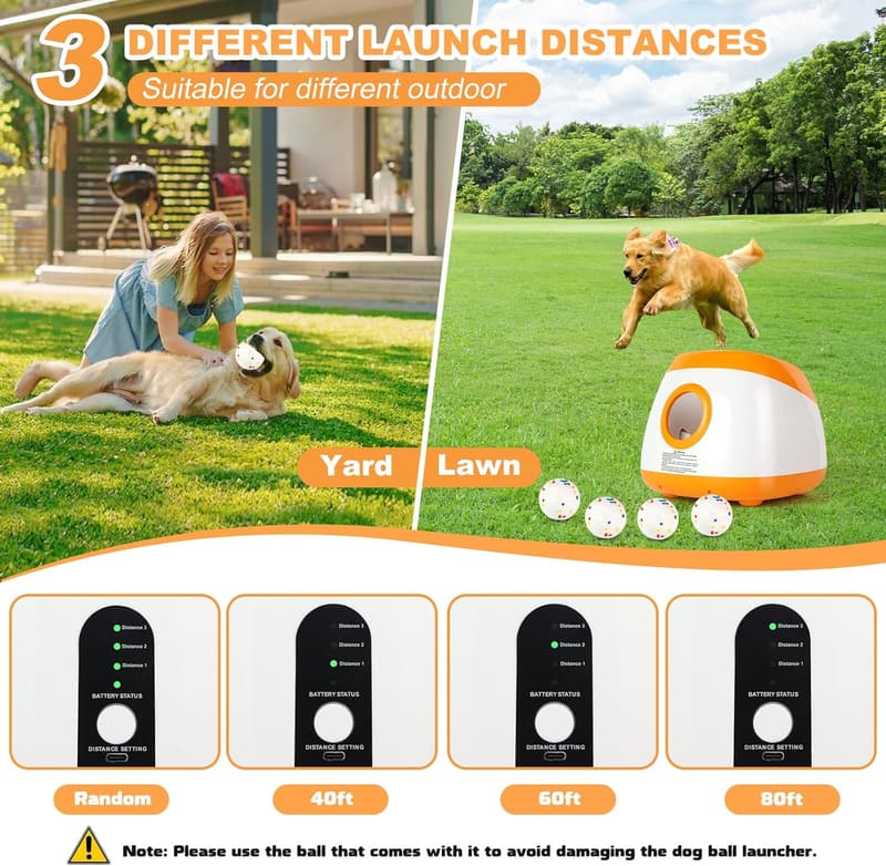 Automatic Dog Ball Launcher with Remote Control & Adjustable Distance