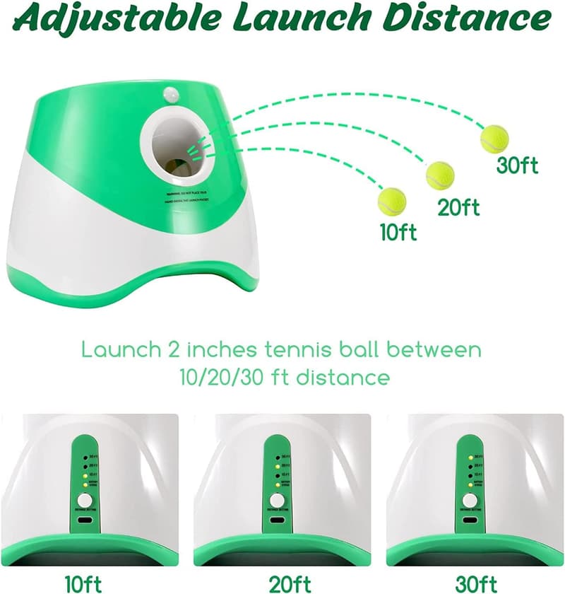 Automatic Dog Ball Launcher with 10-30 FT Range - USB Rechargeable