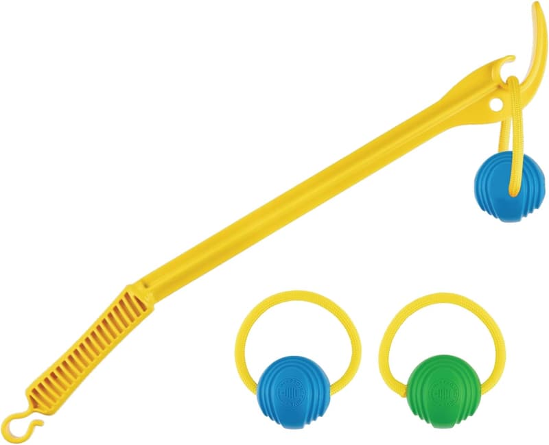 Interactive Dog Ball Thrower with 2 Looped Balls - Green & Blue