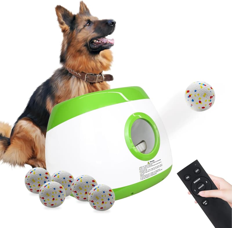 Interactive Dog Ball Launcher with Remote Control, 20-70 Ft Range