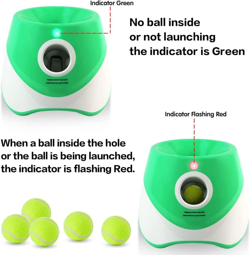 Automatic Dog Ball Launcher with 6 Mini Tennis Balls, Interactive Toy