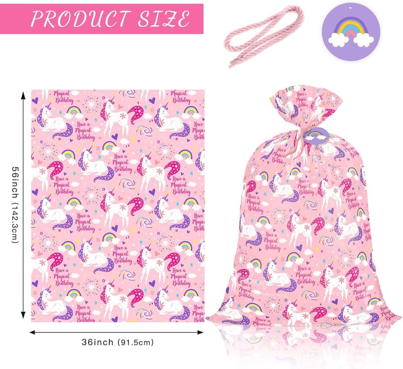 Extra Large Pink Unicorn Birthday Gift Bag - 56