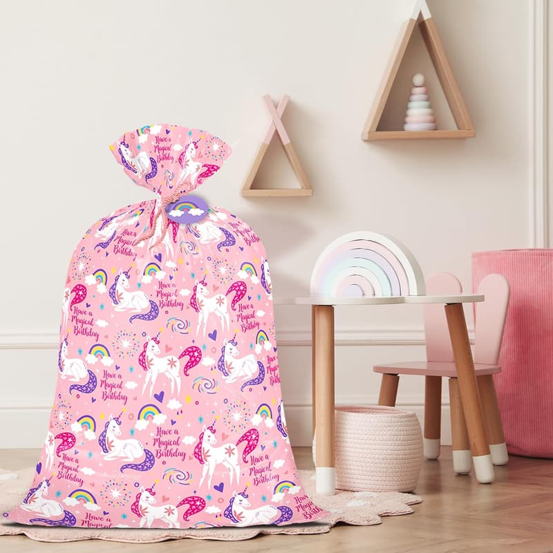Extra Large Pink Unicorn Birthday Gift Bag - 56
