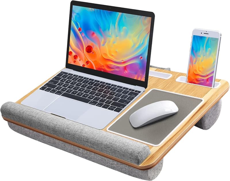 Wood Grain Lap Desk with Mouse & Wrist Pad for 17