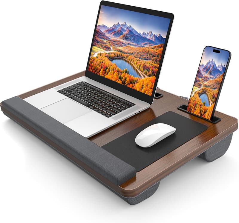 Portable Laptop Lap Desk with Cushion & Mouse Pad for Bed
