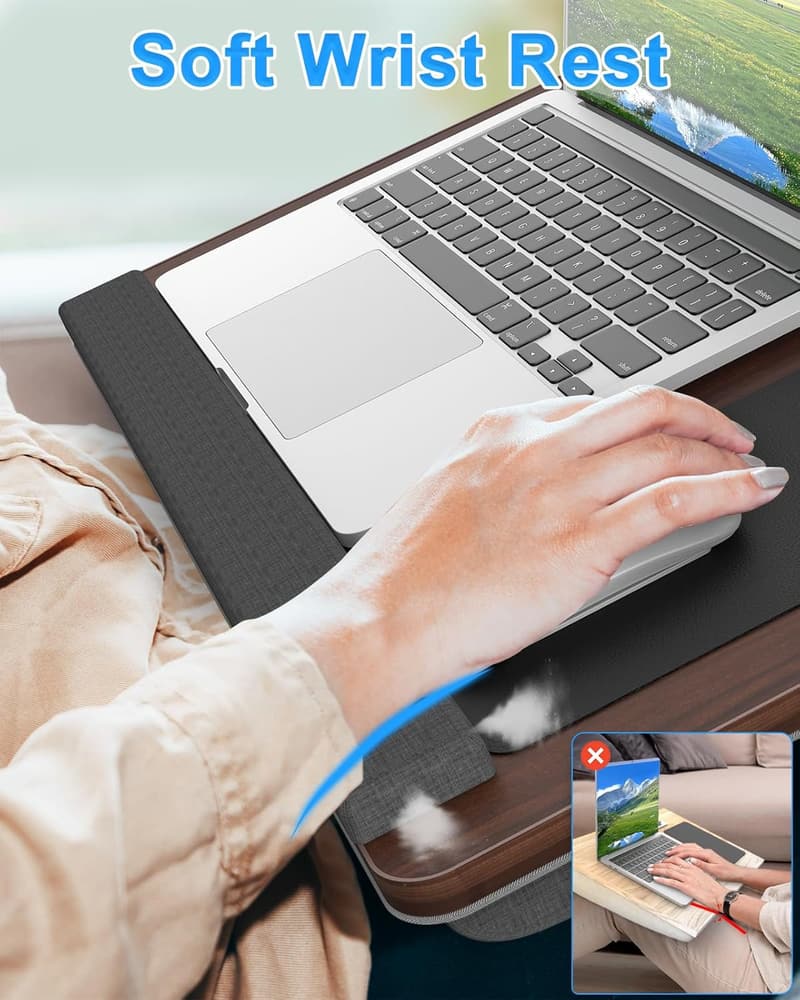 Portable Laptop Lap Desk with Cushion & Mouse Pad for Bed