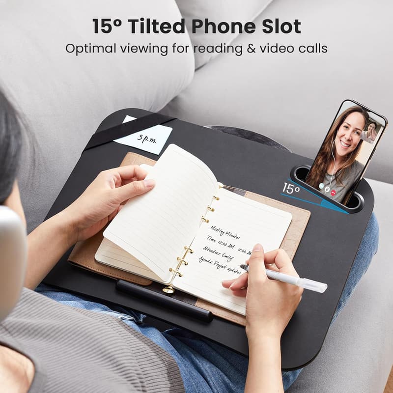 Portable Lap Desk with Cushion for Laptops up to 15.6