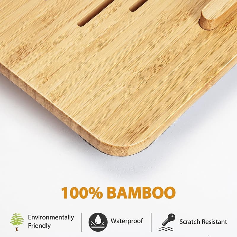 Portable Bamboo Lap Desk with Mouse Pad & Phone Holder