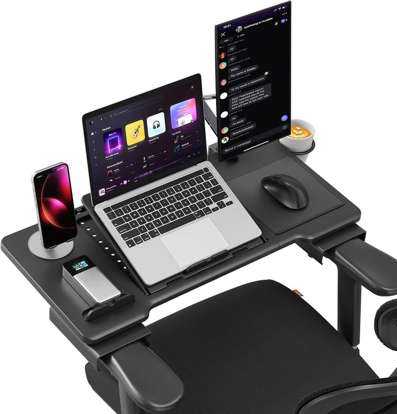 Adjustable Portable Laptop Desk with Wrist Rest and Cup Holder