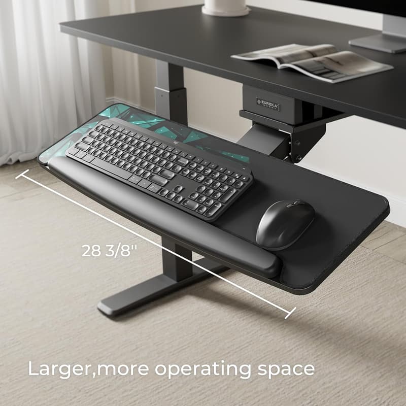 Height Adjustable Under Desk Keyboard Tray with Mouse Pad