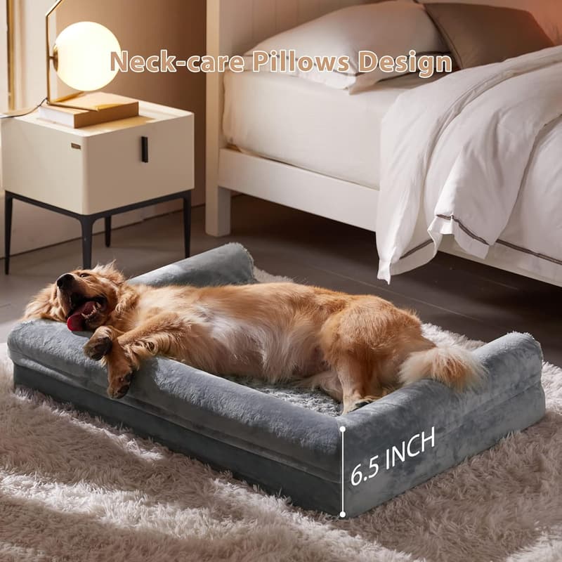 Orthopedic Waterproof Dog Bed for Large Dogs with Washable Cover
