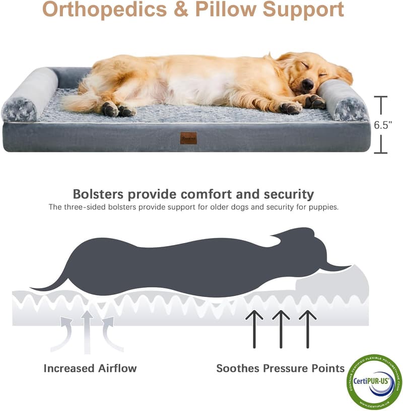 Orthopedic Waterproof Dog Bed for Large Dogs with Washable Cover