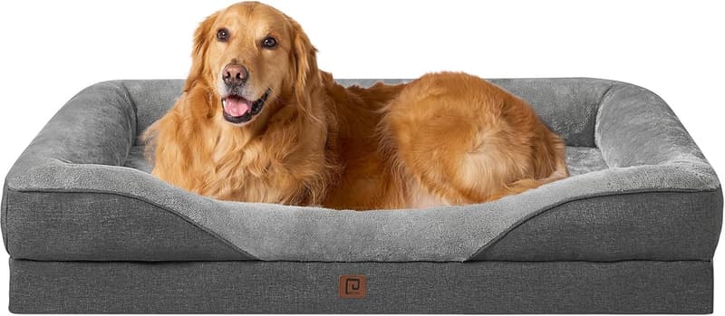 Extra Large Orthopedic Dog Bed with Waterproof Liner, Grey