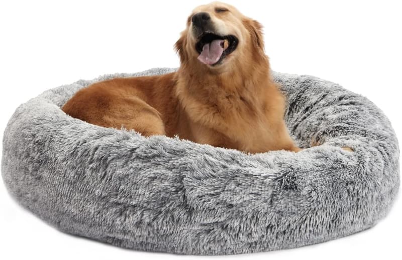 Calming Plush Dog Bed for Large Dogs - 36