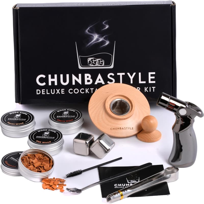 Whiskey Cocktail Smoker Kit with 4 Wood Flavors - 11pcs Set