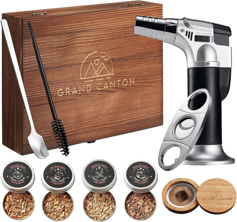 Bourbon Cocktail Kit with Wood Chips & Stainless Steel Cutter