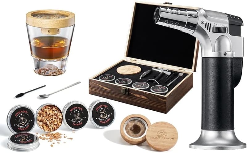 Bourbon Cocktail Kit with Wood Chips & Stainless Steel Cutter