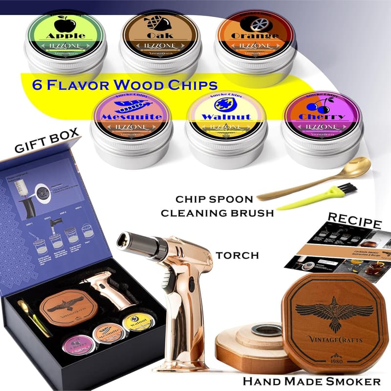 Whiskey Smoker Infuser Kit for Men - Ideal Birthday Gift