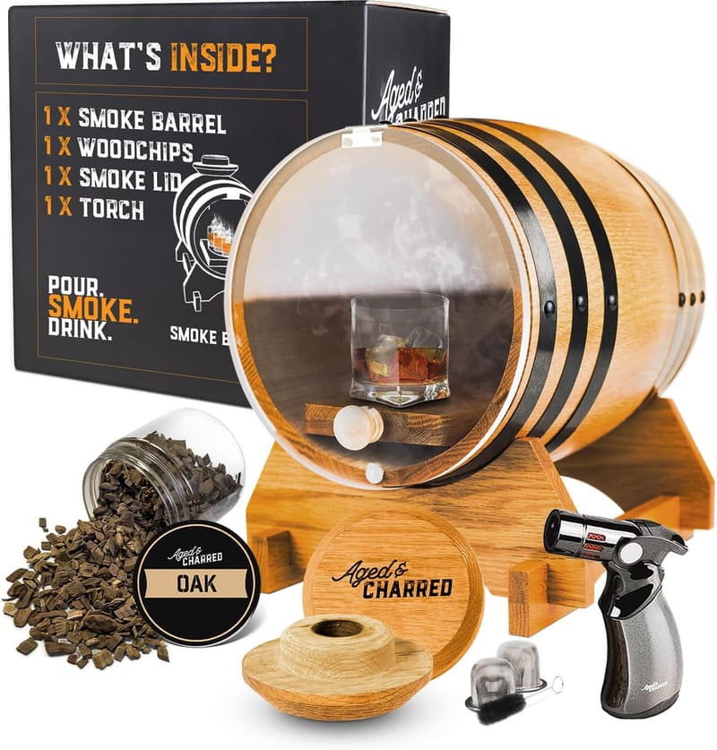 Premium Oak Bourbon Whiskey Smoker Kit for Men