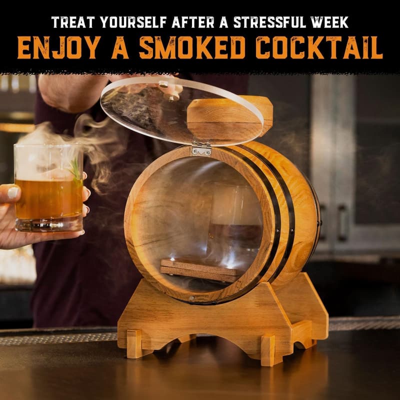 Premium Oak Bourbon Whiskey Smoker Kit for Men