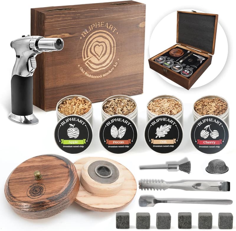 Whiskey Smoker Kit with Torch & Wood Chips - Perfect Gift for Men