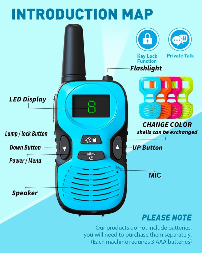 4 Pack Long Range Walkie Talkies for Kids - 3 Mile Range