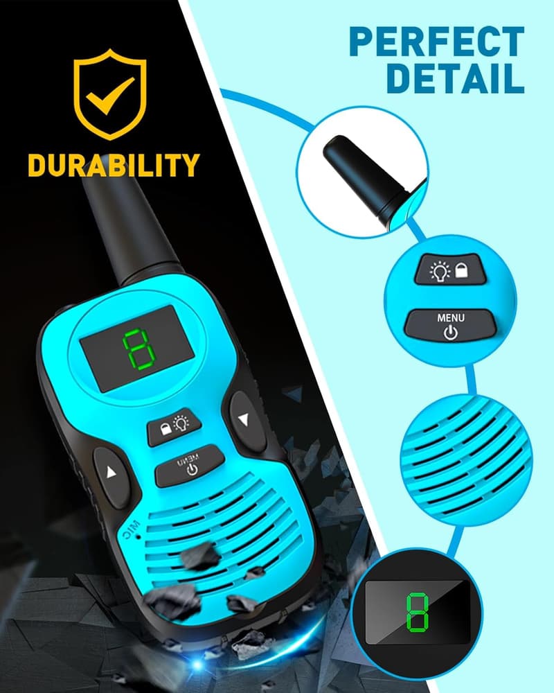 4 Pack Long Range Walkie Talkies for Kids - 3 Mile Range