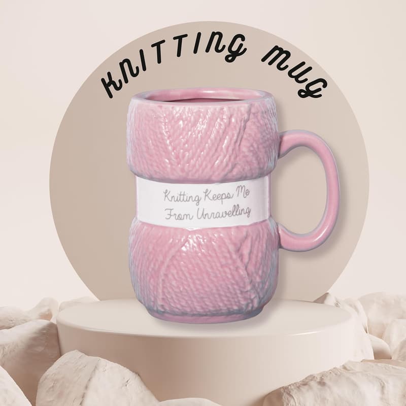 Knitting Mug with Yarn Detail | Perfect Gift for Her