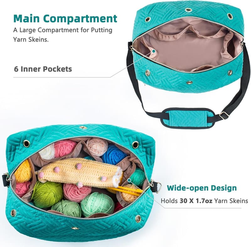 Yarn Storage Organizer - Crochet Bag for Knitting Essentials