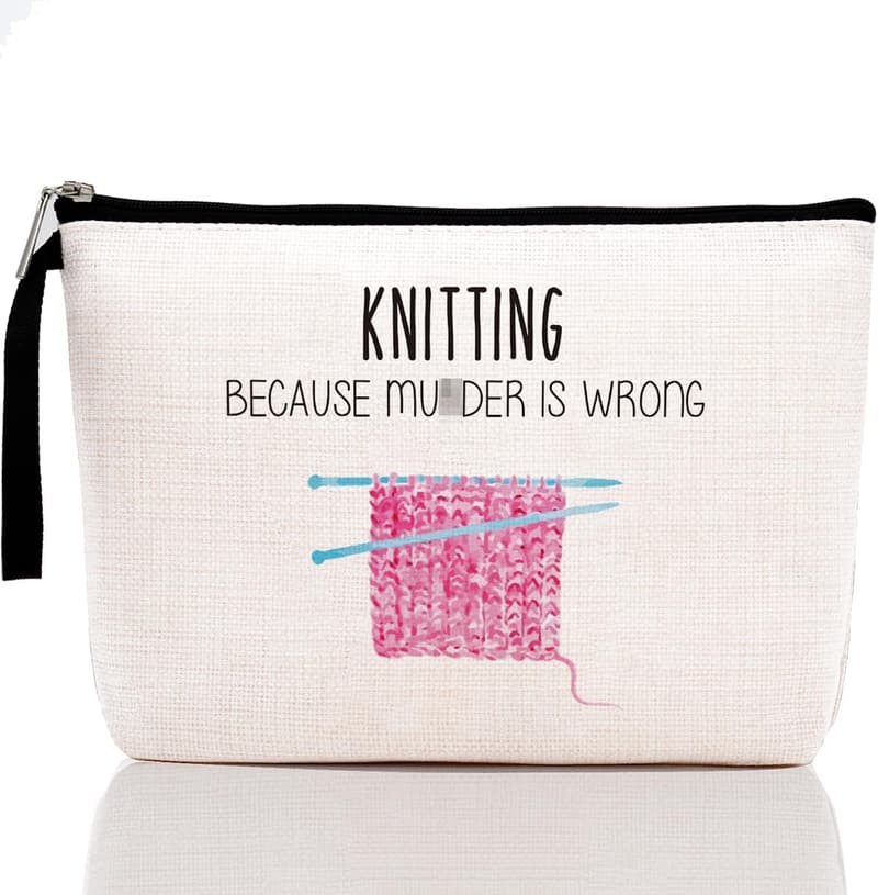 Funny Knitting Makeup Bag for Crochet Lovers & Women